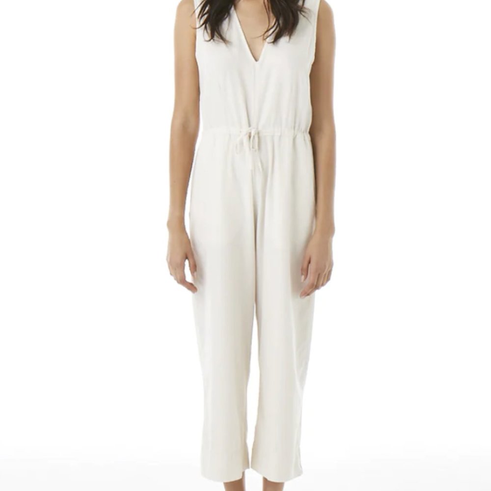 Ali Golden Slit Back Jumpsuit in Bone